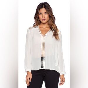 Joie Lilura Ivory Cream Diamond Crochet Silk Blouse Shirt Top Sheer Small Flaws